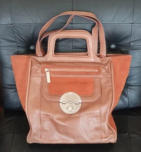 MIMCO Brown Leather Bag with Detachable Shoulder Straps, Zip Closure - EUC - Picture 1 of 10