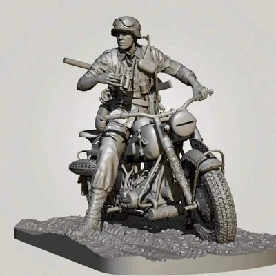 1/16 3D Print Model Kit German Soldier Motorcyclist (with moto, no base) WW2 Unp - Image 1 of 4