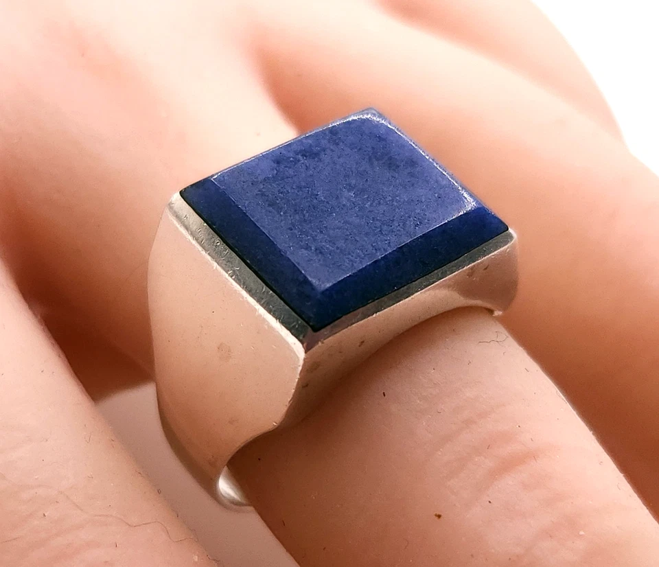 Vintage Mexico Sterling Silver Blue Lapis Men Ring size 9 - Image 1 of 4