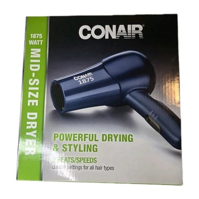 Secador de pelo mediano Conair 1875 vatios | 2 velocidades de calor | Secador de pelo compacto de viaje Foto 1 de 3