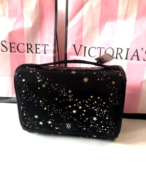 Victoria's Secret Travel Hanging Toiletry Cosmetic Makeup Bag Black Stars NWT - Image 1 of 4