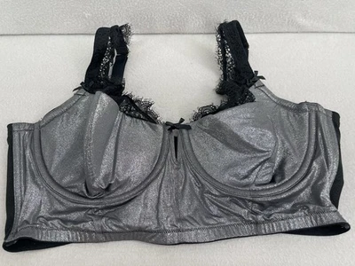 Sujetador Cacique French Balconette Longline 42DD Plateado Ligeramente Forrado Borde de Encaje Foto 1 de 4