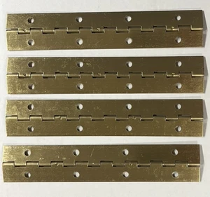 Lot - 4 Butt HINGES 8" x 1.5" - Brass Plated Steel NOS - Picture 1 of 4