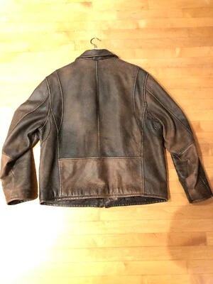 正品 LEVI STRAUSS & CO 棕色皮革夹克 XL 码 — 第 1/4 张图片