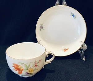 Hochst Hand Painted Porcelain Floral Cup and Saucer #6 New - Picture 1 of 11