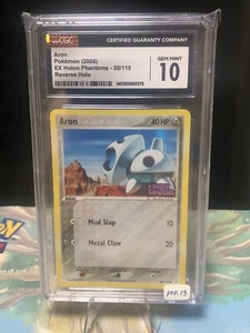 Pokemon Aron 2006 EX Holon Phantoms Reverse Holo #58 CGC 10 Gem Mint Low POP - Picture 1 of 2