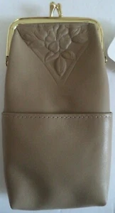 Portasigarette Nostalgico in vera pelle 3 tasche FLOREALE, tortora - Foto 1 di 4