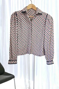🌸Stunning Vintage Aquascutum, baloon sleeve checked blouse - Picture 1 of 17