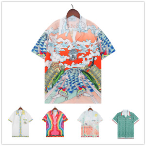 New Casablanca Men Shirts Summertime Wavy Pattern Unisex Adults top T-Shirt