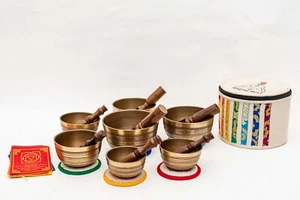 Natural Etching Tibetan Singing Bowl Set of 7-Awaken Your Senses and Balances - Picture 1 of 8