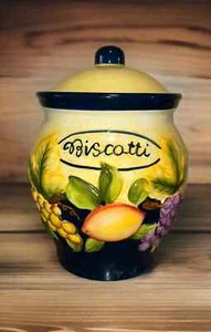 Nonni's Hand Painted Biscotti Cookie Jar, Fruit Theme Good Seal, See Photos - Picture 1 of 11