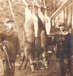 RPPC Deer Hunters With Rifle Real Photo Postcard - Picture 1 of 3
