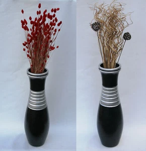 Bodenvase Keramik Schwarz - Silber Schöne Vase Dekovase 60 CM klassisch elegant - Bild 1 von 6