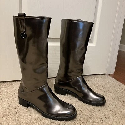 STUART WEITZMAN Boots SPRITZ Lead Vernice METALLIC - Sz 8 M Made in Spain - Image 1 of 4