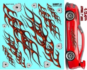 Clear Vinyl Sticker Sheet Twisted Flames A1 Decal 1/24-1/16 Scale Tamiya-Traxxas - Picture 1 of 9