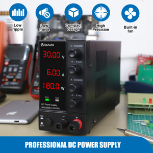 DC Power Supply Variable 30V 6A 4 Digits Large LED Display Adjustable Lab Grade