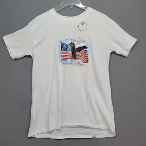 USA Land Of The Free Home of Brave White T Shirt With Eagle USA Flag Large - Picture 1 of 12