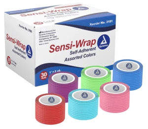 Rollos de vendaje cohesivos autoadhesivos Dynarex, 1" x 5 yardas, multicolor - caja de 30 - Imagen 1 de 6
