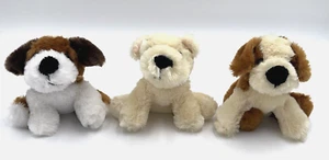 Juego de 3 Peluche Perros Cachorros 5" Bronceado Beige Marrón Beige Negro Nariz Sentado - Imagen 1 de 10