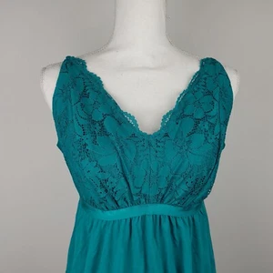 Lane Bryant Cacique Sleep Lingerie Lace Chemise Babydoll Plus 14/16 Green NWT - Picture 1 of 13