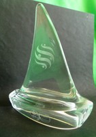 Vintage Sweden Glass Books i KOSTA Kristall WG-99 crystal SHIP sailboat figurine