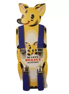 Vintage 1960's 70's Kids Royal Blue Elastic Suspenders Braces Cute Package NOS - Picture 1 of 3