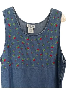 Basic Edition Plus 90’s Denim Pullover Kleid Damen Gr. 1X Blumenstickerei - Bild 1 von 4