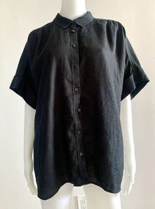 Baird McNutt Irish Linen J. Camisa Crew Negra Botón Manga Corta XXL Relajada - Imagen 1 de 6