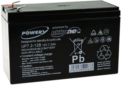 Powery Batería Plomo Gel Compatible con Panasonic Tipo LC-R127R2PG1 12V 7,2Ah