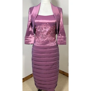 Vestido Lápiz y Bolero Ispirato Talla 10 Rosa Madre de la Novia 2 Piezas Lentejuelas de Encaje - Imagen 1 de 12