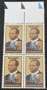 Bloque de 4 Estados Unidos 1983: Scott #2044 (20¢ - Scott Joplin, Ragtime) MNH - Imagen 1 de 2