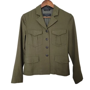 Rag & Bone Marshall Military Wool Jacket Womens Size 2 Olive Green Made in USA  - Picture 1 of 8