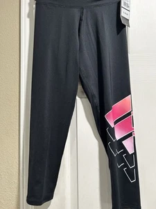 Girls Black And Pink Adidas Leggings.  - Picture 1 of 4