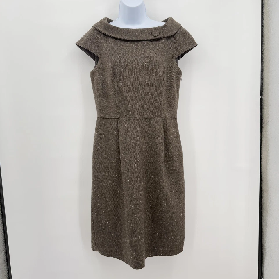 Vestido Ann Taylor para mujer 8 mezcla de lana tweed espiga funda Academia clásico Foto 1 de 4