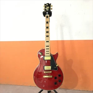 Venta caliente Guitarra Eléctrica Roja LP de 6 Cuerdas Tapa de Arce Llama Pastillas HH Piezas Doradas - Imagen 1 de 6