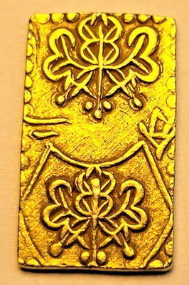 LINDA MOEDA DE OURO SAMURAI 1868-1869 (ERA MEIJI) ouro Nibu-Kin 3,01 g - Imagem 1 de 4