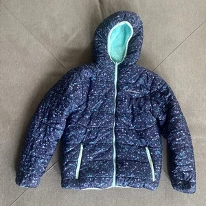 Eddie Bauer Reversible Fleece Jacket Girls Size M 10/12 Purple/Aqua - Picture 1 of 9