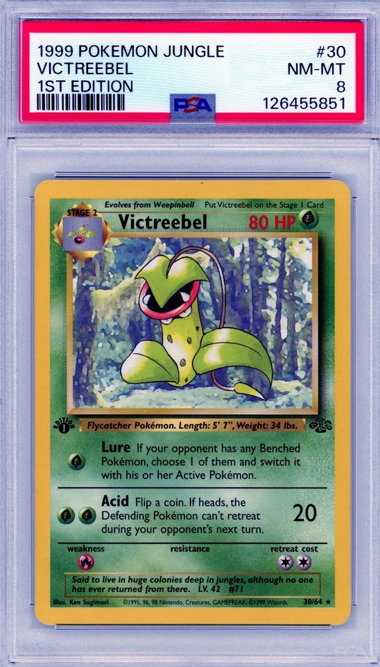 PSA 8 Victreebel 3064 1st Edition Jungle 1999 Pokemon Card - Image 1 of 1