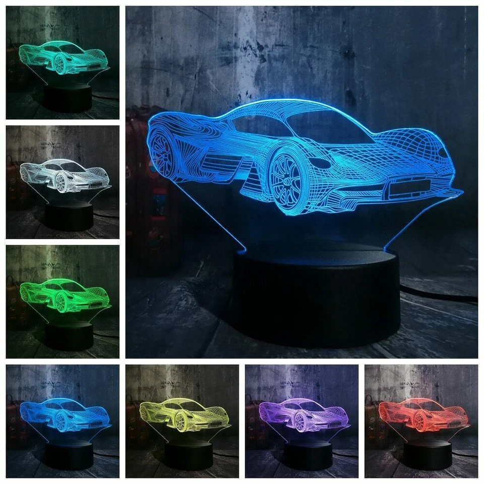 Feerrari CARS 3D Acrílico LED 7 Colores Novedad Regalo Noche Luz Táctil Lámpara de Mesa Foto 1 de 4