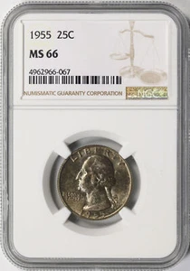 1955 25c Washington Quarter NGC MS66 - Picture 1 of 4