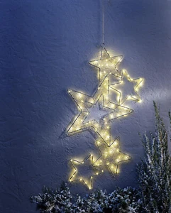 LED-Wanddeko "Stars" 100 LEDs Advent Metall Wand Deko Dekoration Weihnachten - Bild 1 von 5