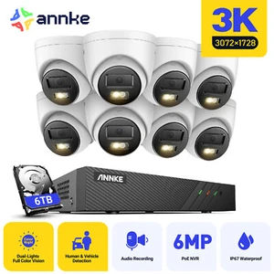 ANNKE 8CH 6MP NVR 5MP Audio 3K POE Security Camera System Outdoor AI Color Night - Picture 1 of 22