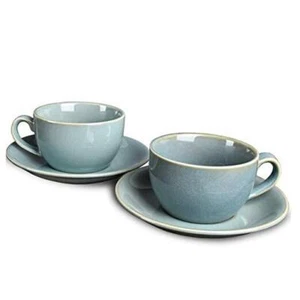 Ceramic Coffee Cup Mug with Saucer Set of for Latte, Cappuccino, 2 Sage Green - Picture 1 of 8