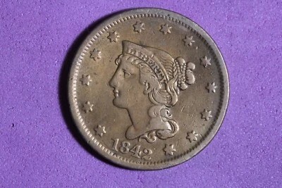 Estate Find 1842 - Braided Hair Large Cent!!   #K47551 - Image 1 of 2