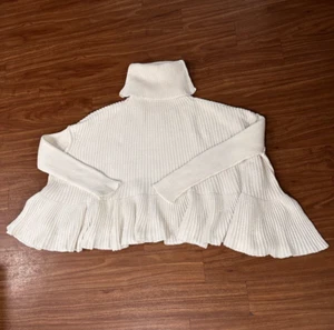 Free People Maglione Donna Peplum Girocollo Boho Slouchy Crema Taglia S - Foto 1 di 14