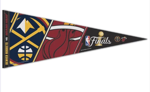 Denver Nuggets Miami Heat 2023 NBA Finals Dueling 12x30 Premium Pennant Cover