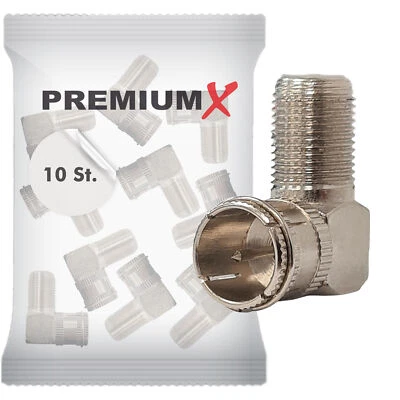 PremiumX 10x F-Stecker F-Quickstecker SAT Schnell F-Kupplung 90°Winkel Verbinder - Bild 1 von 3