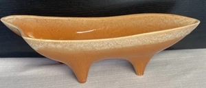 Rare Size 15”L MCM Vtg Stanford Sebring Pottery Planter Orange Glaze Feet - Picture 1 of 13