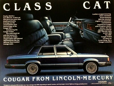 1981 Mercury Cougar XR-7 impressão grande anúncio azul classe gato - Imagem 1 de 2