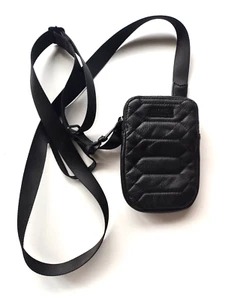 AIMEE Kestenberg Geldbörse Tasche Handy Umhängetasche 6,5 x 4,5 Zoll schwarz gestepptes Leder - Bild 1 von 9